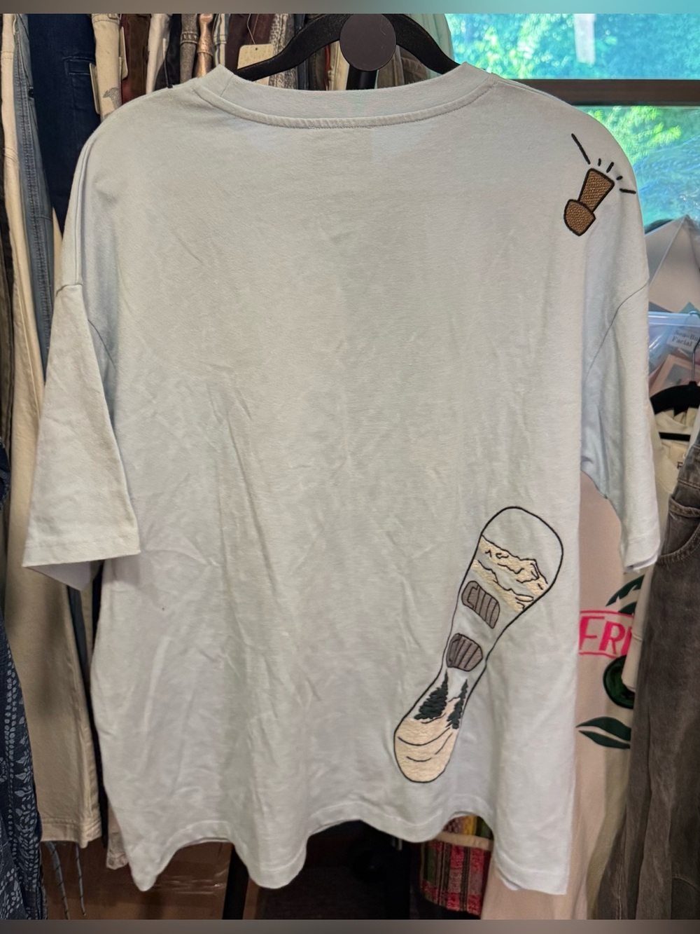 NWT Free People Denim And Bone Dinner Party Embroidered Tee apres light blue - S - Picture 7 of 8